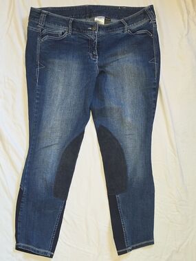 Ariat Dark Blue Stretch Denim Breeches with Knee Patches